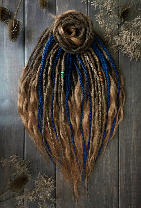 Дреды «Васильковое поле», ручная работа